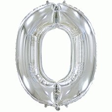 Фольговані кулі цифра 0 срібло