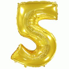 Фольговані кулі цифра 5 Золото