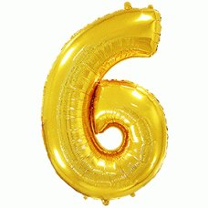 Фольговані кулі цифра 6 Золото