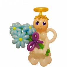 Янголятко з кульок з букетом ромашок