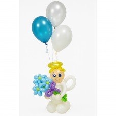 Подарунок коханій: ангелочок з фонтаном гелевих кульок