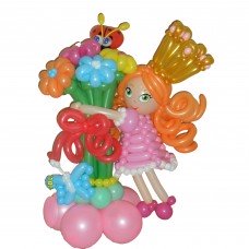 Дівчинка з кульок з букетом ромашок