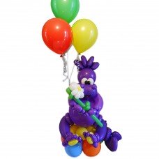Динозавр з кульок з букетом геліївих кульок