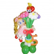 Фігура дівчинки з кульок з букетом ромашок