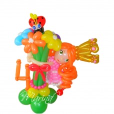 Принцеса з помаранчевим волоссям і букет