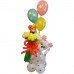 Собачка з кульок з букетом геліївих кульок