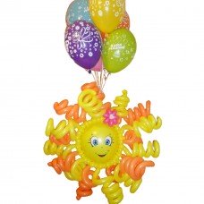 Солнышко с букетом гелиевых шаров