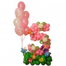 Букет гелієвих кульок з цифрою П'ять Букет гелієвих кульок з цифрою П'ять