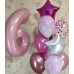 Фонтан гелієвих кульок рожеве срібло