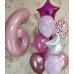Фонтан гелиевых шариков розовое серебро