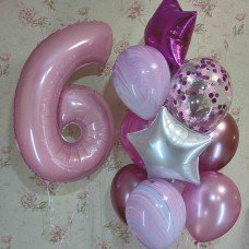 Фонтан гелиевых шариков розовое серебро