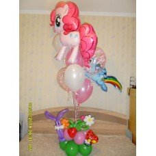 Фонтан гелієвих кульок понні з галявиною Фонтан гелієвих кульок понні з галявиною
