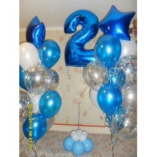 Фонтан гелиевых шаров с Фольгированной цифрой два