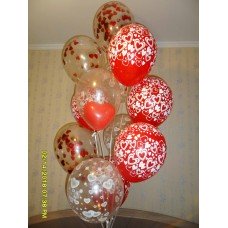 Фонтан з гелієвих кульок з серцем і конфетті