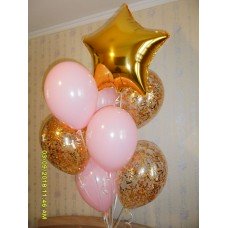 Фонтан з гелієвих кульок з золотою зіркою