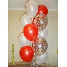 Фонтан із куль червоно-білий серпантин