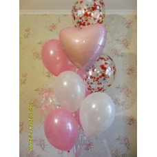 Гелиевые шарики с конфетти в сердечко и фольгированным сердечком