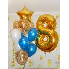 Гелієві кульки цифри 8 золото