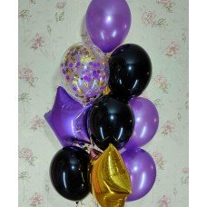 Гелієві кульки золото з фіолетовим Гелієві кульки золото з фіолетовим