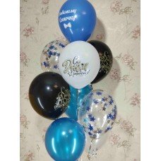 Гелієві кульки з блакитним конфетті