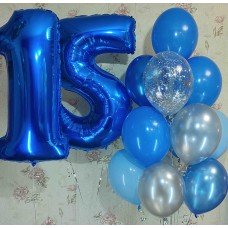 Гелієвий фонтан п'ятнадцять біло-блакитний Гелієвий фонтан п'ятнадцять біло-блакитний