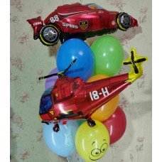 Композиція гелієві кульки та фольгований вертоліт