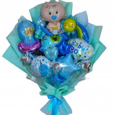 Букет з кульок на виписку хлопчика