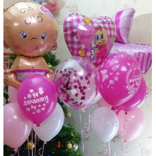 Гелієві кульки на виписку для дівчинки Гелієві кульки на виписку для дівчинки