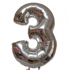 Фольгована срібляста цифра 3
