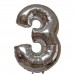 Фольгована срібляста цифра 3