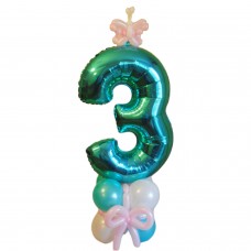 Фольгована цифра 3 на підставці