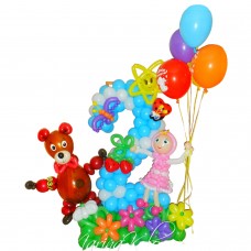 Цифра 2 Миша та Маша з кульок Цифра 2 Миша та Маша з кульок