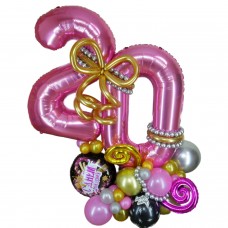 Цифра Двадцять із кульок Рожева