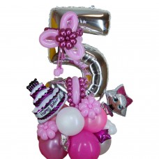 Цифра з кульок 5 з тортиком