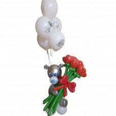 Букет з кульок Мишка Тедді Хром