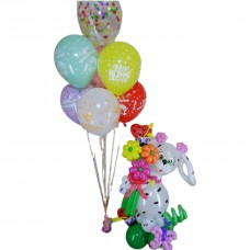 Букет з кульок Собачка для дівчинки Букет з кульок Собачка для дівчинки