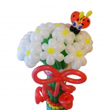 Букет ромашок з кульок білого кольору з сонечком