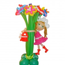 Букет ромашок з дівчинкою з куль Букет ромашок з дівчинкою з куль