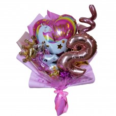 Крафтовий букет кульок Єдиноріг з цифрою