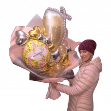 Крафтовий букет кульок Шампанське